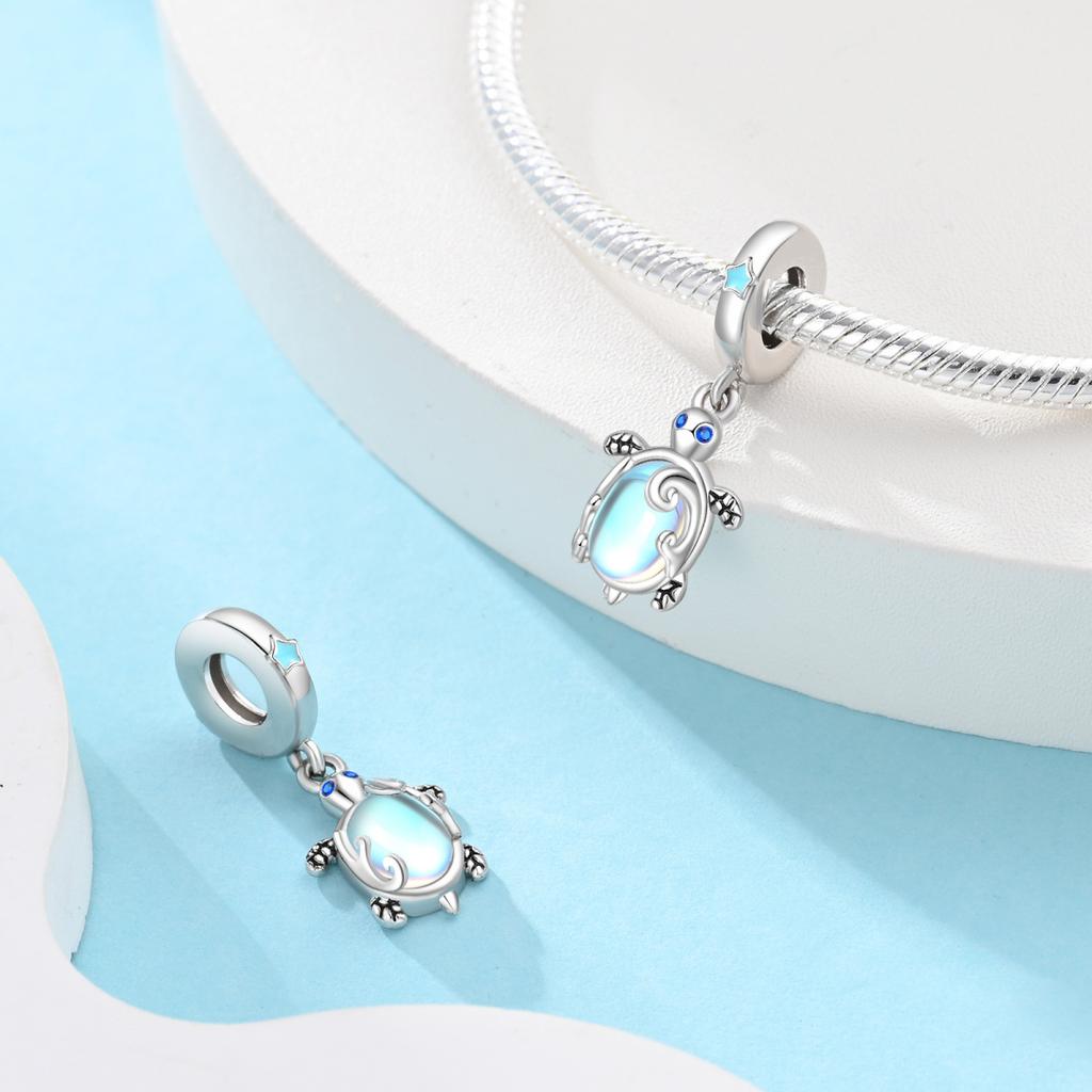 Ocean Style 925 Silver Turtle Seahorse Pendant Beaded Bracelet DIY Jewelry Making Accessories