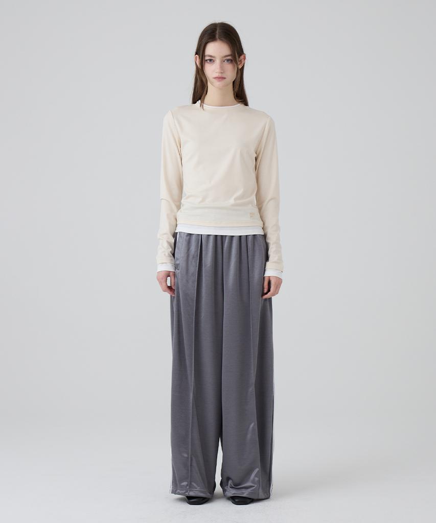DANGLEDROP Dgdp Balloon Fit Curved Line Track Pants_Charcoal Gray