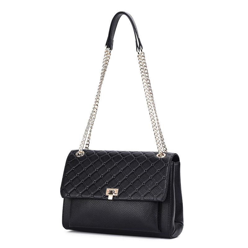 New Women'S Chain Single Shoulder Crossbody Bag Diamond Grid Car Thread Cowhide Material Premium Durable Quality