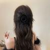 Korean Style Silk Satin Hair Rope Feather Elastic Hair Band Vintage Rose Flower Hair Rope  Girl