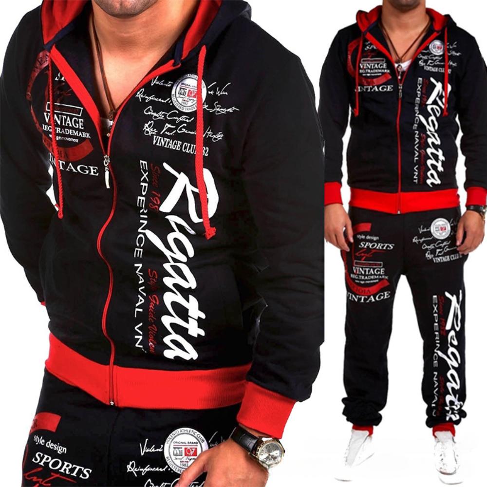Men Contrast Color Letter Printed Zipper Hoodies Casual Loose Sweatshirts Fashion Long Sleeve Hooded Cardigan