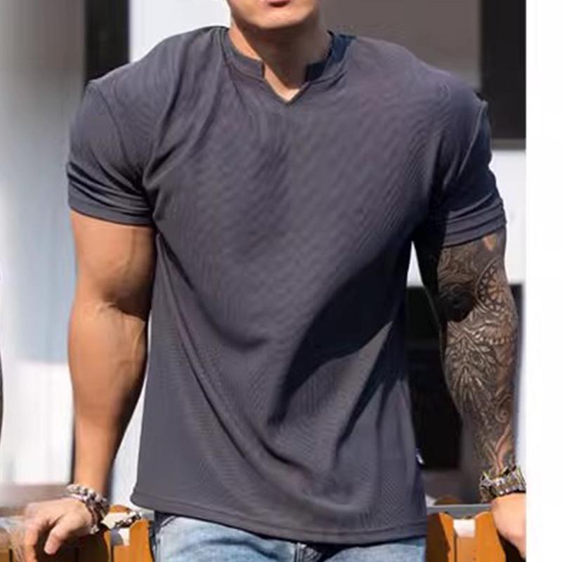 

Мужская летняя быстросохнущая футболка с рукавами-буфами и подплечниками - Тяжелая текстура 280 г, Приталенный крой, Не мнется и с короткими рукавами Extra Large