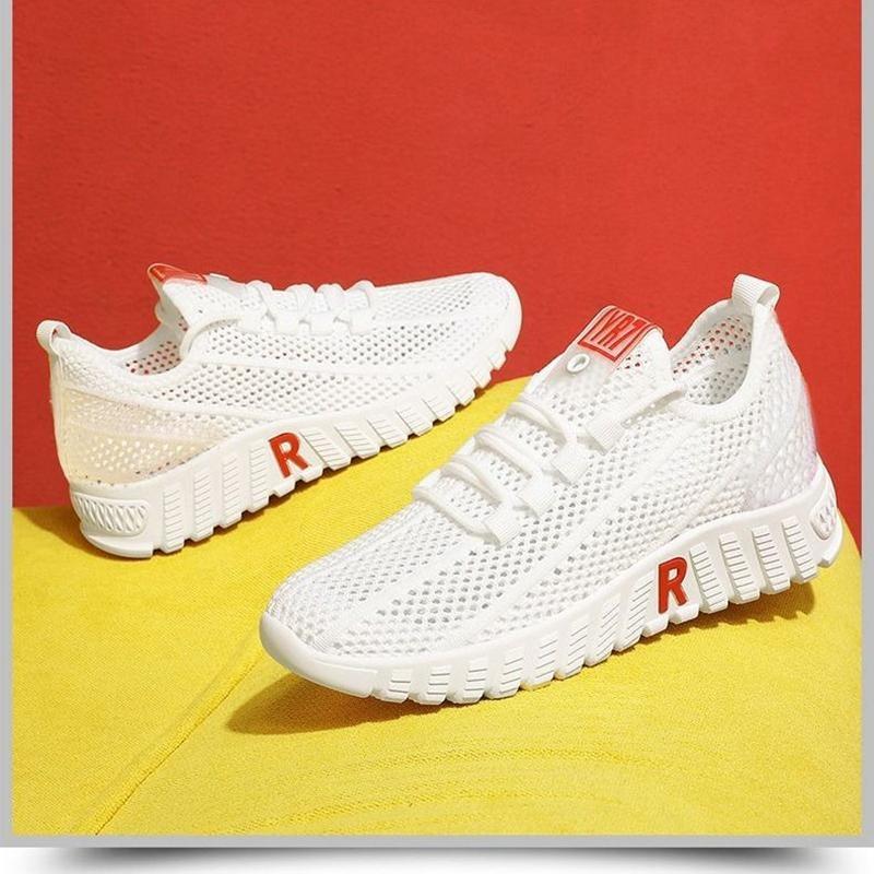 Damen Stoff Walking Schuhe Weiche Sohle Rutschfest Mama Sneaker Atmungsaktive Netzschuhe Mode Lässige Einzelne Schuhe