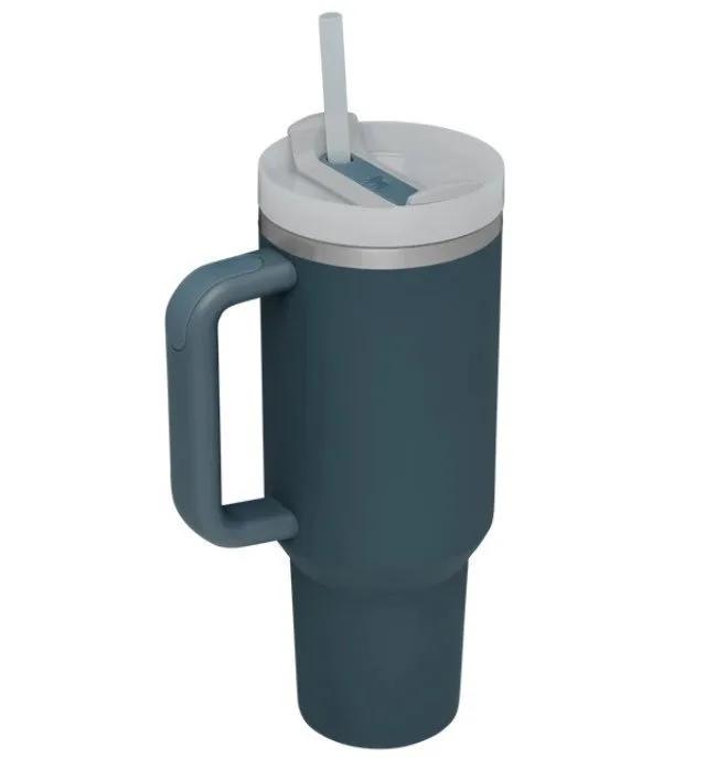 Steel Vacuum Insulated Tumbler Double Wall Vacuum Travel Water Bottle 40oz Insulated Tumbler with Straw Lid and Handle