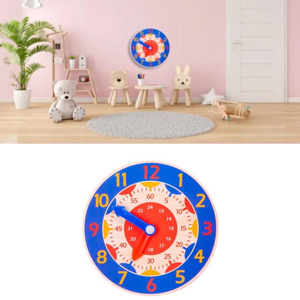 Teaching Function Wooden Teaching Clock Learning Clock Toy  For 4 To 6 Years Old Kids