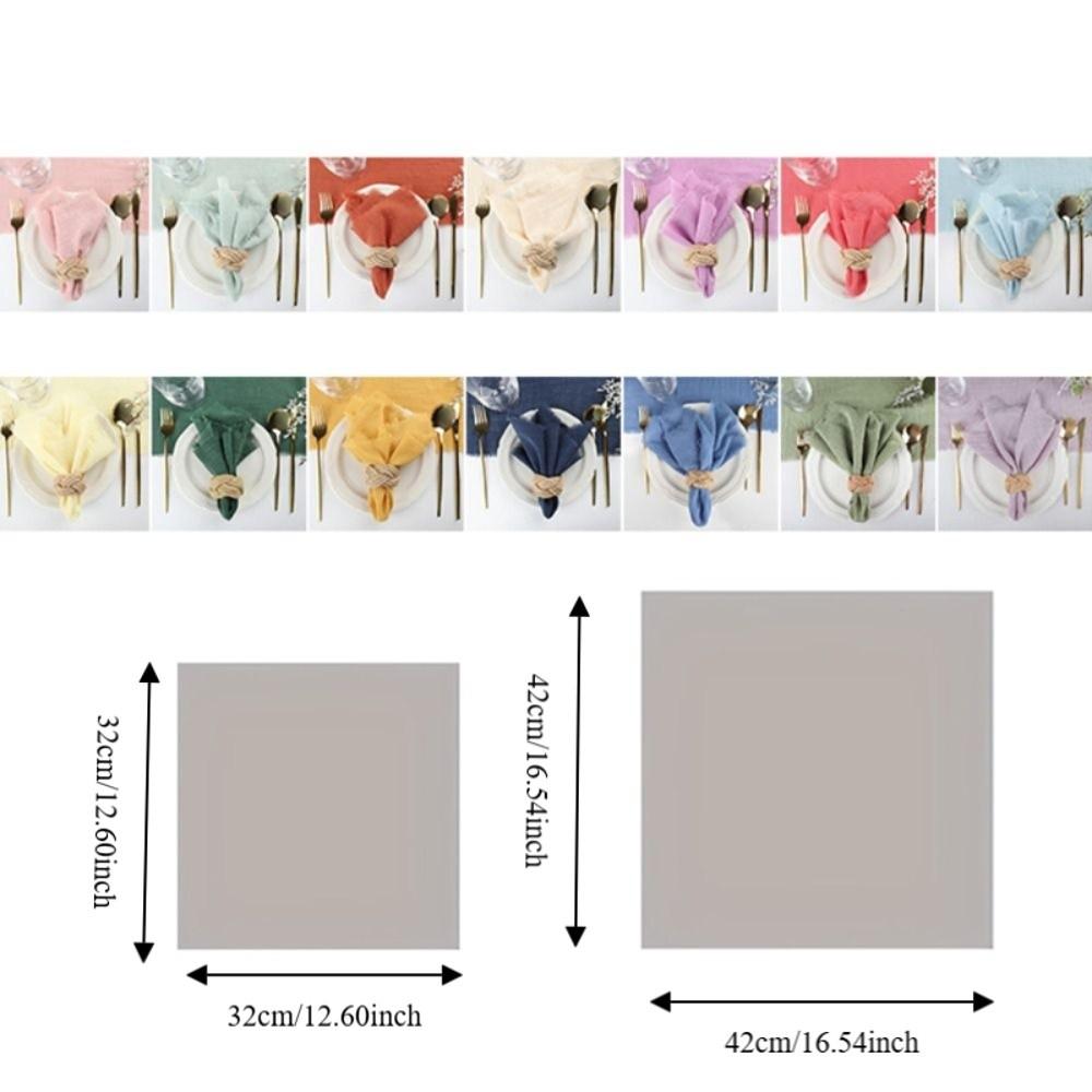 6PCS Rustic Style Burr Edge Cotton Napkin Tassel Design Gauze Tea Towel Wedding