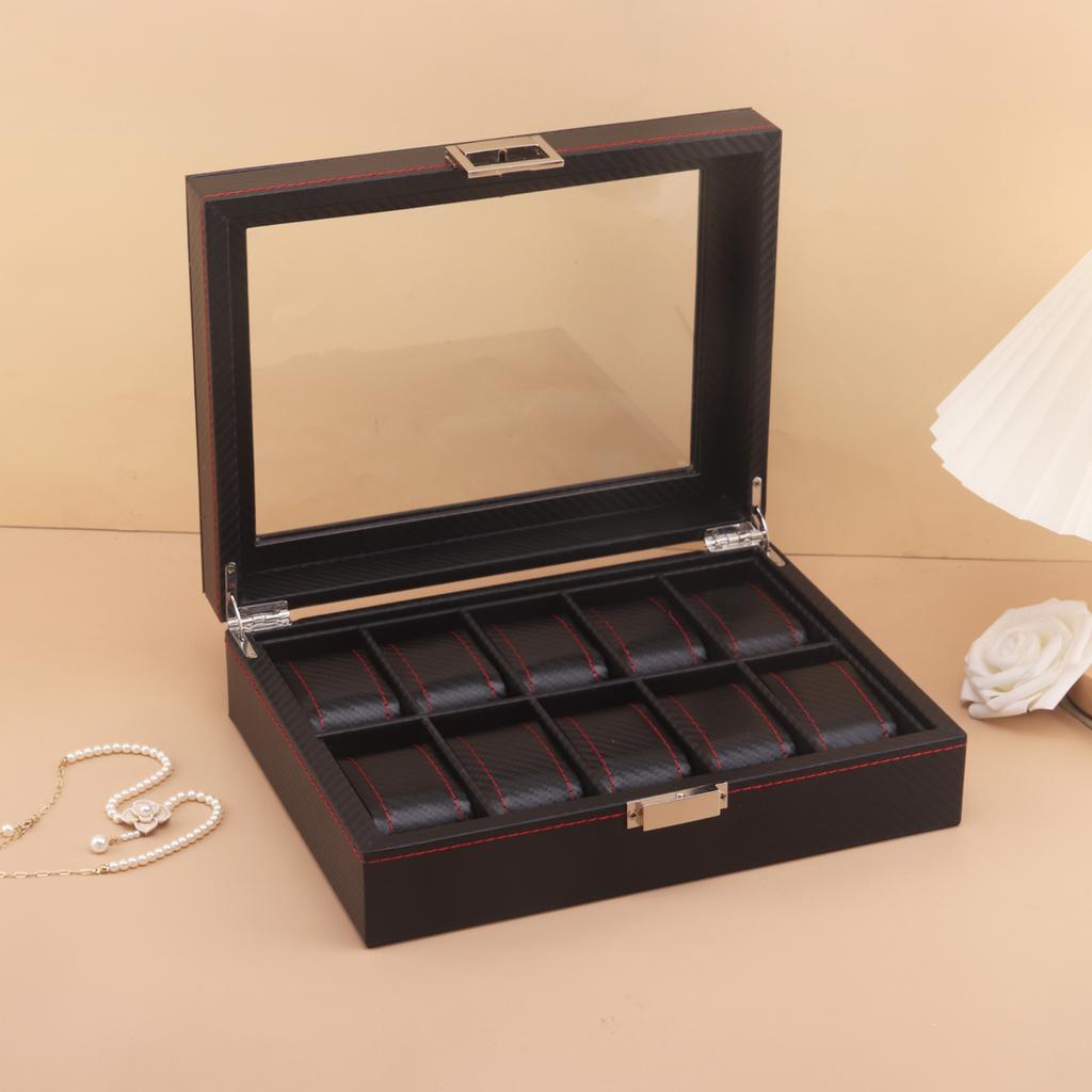 3/6/10/12 Grids Luxury Carbon Fiber Watch Boxes Watch Organizers Top Quality Boxes for Men Women Watches Jewelry Display