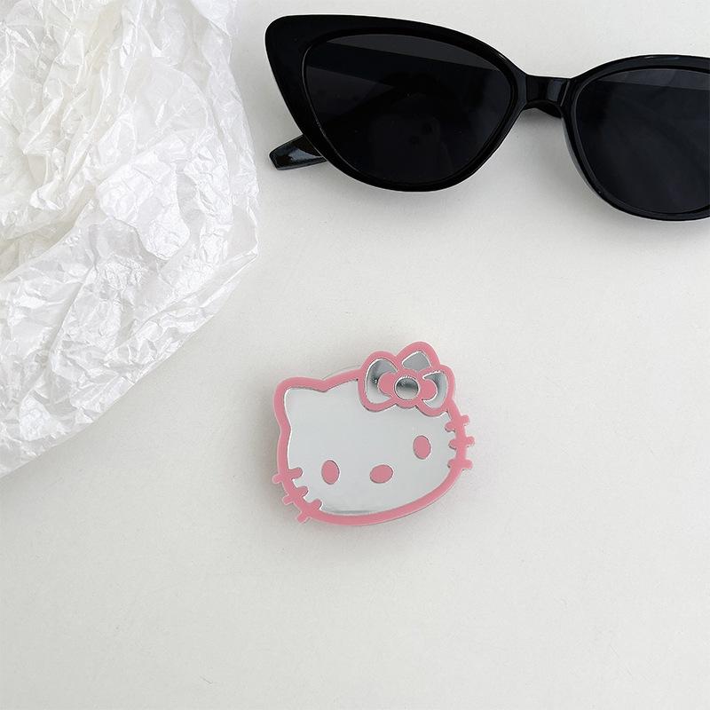 Color Lines Kt Cat Mirror Mobile Phone Airbag Bracket Back Sticker Retractable Portable Niche Lazy Ring Buckle Women'S Model