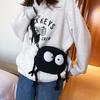 New Cartoon Big-eyed Monster Women's Bag Small Messenger Bag Unisex Black Canvas Shoulder Bag Telescopic shoulder strap Handbags