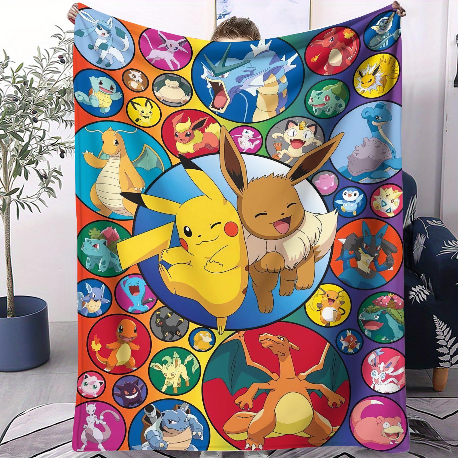 

Hot Anime Pokemon Printed Blanket For Office Home Camp Nap Leisure Blankets Birthday Gifts Multifunctional Universal Blanket 70x100cm