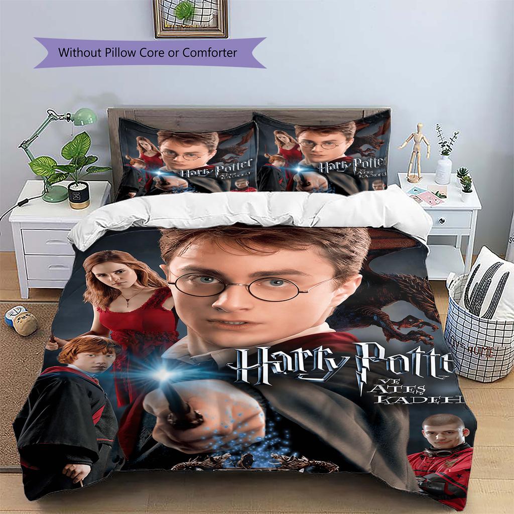 Set Copripiumino Trapuntato con Fantasia Salvatore Potter Federa Decorazione per la Casa Regalo (1 * copripiumino + 2 * federa, senza nucleo)
