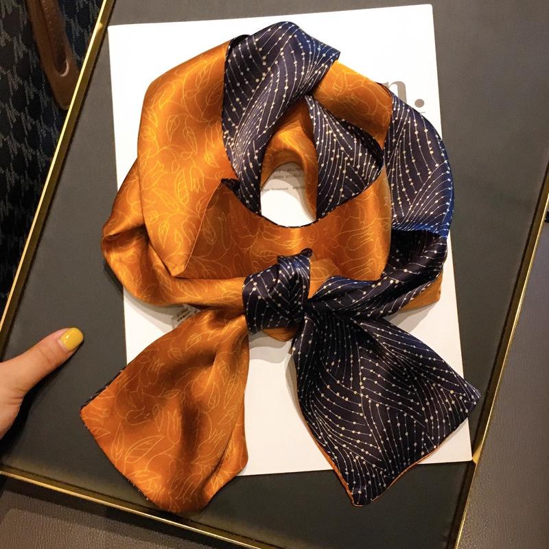 Natural Real Silk Scarf Women Bandana Scarves Wrap Kerchief Mulberry Spring Fashion Luxury High Quality Hijab 14*145Cm