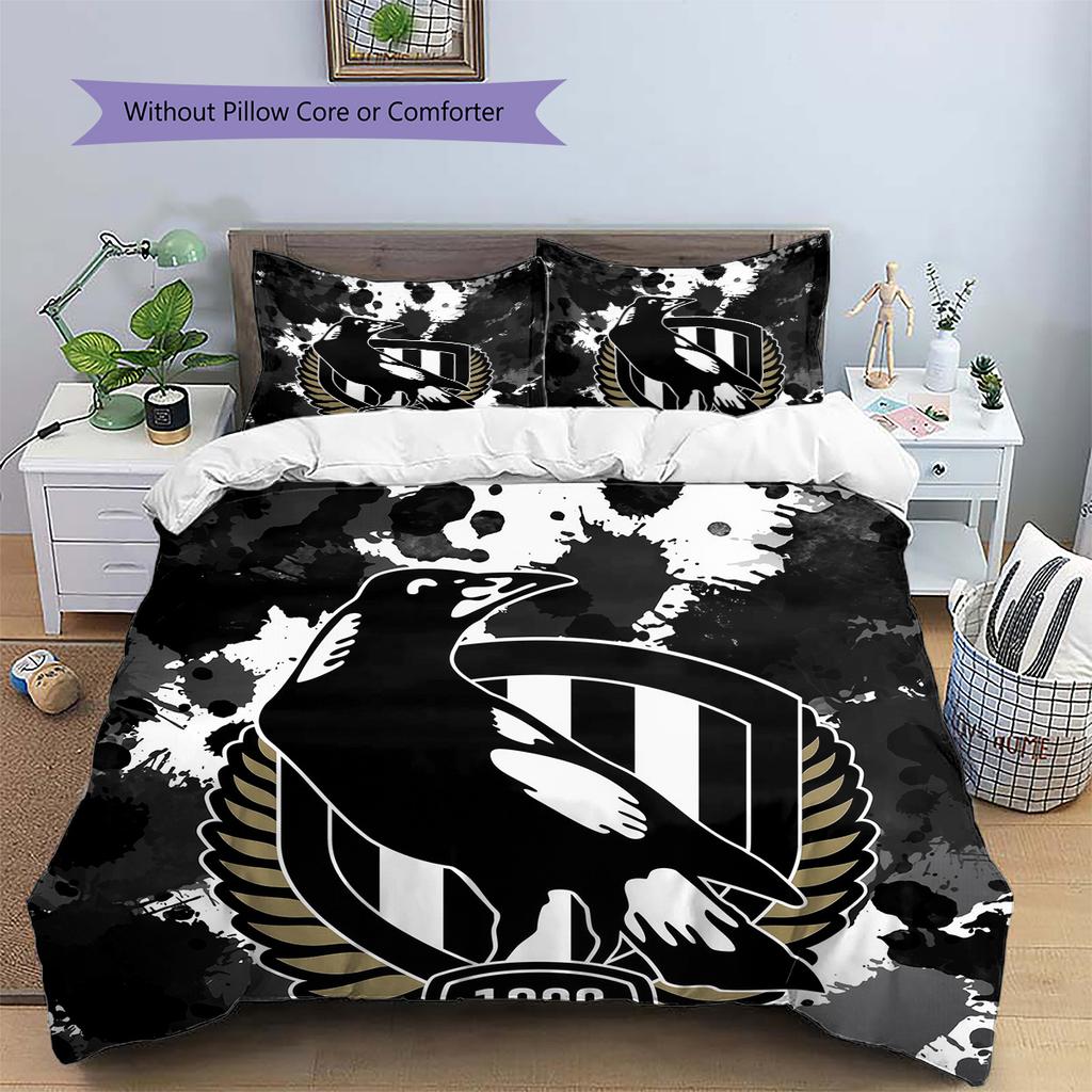 Magpies de Collingwood Set de Colcha con Patrón Decoración del Hogar Regalo (1 funda nórdica + 2 fundas de almohada sin relleno.)