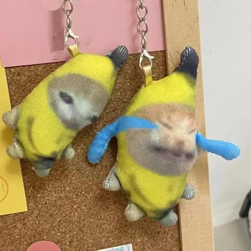 New Creative Banana Cat Plush Pendant Cute Crying Banana Cat Happy Cat Fun Key Chain Pendant Doll Accessories Gift Craze