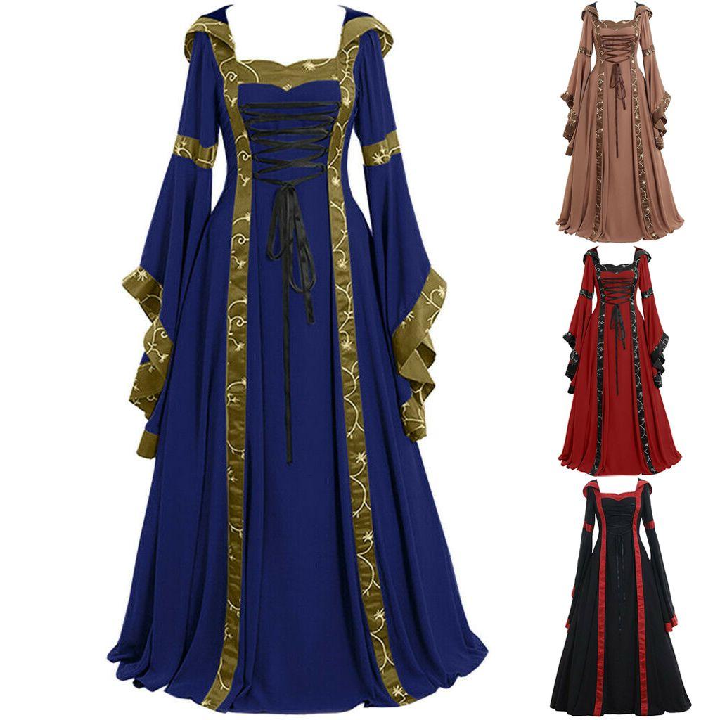 Halloween Medieval Women Dress Vintage Renaissance Gothic Cosplay Carnival Party