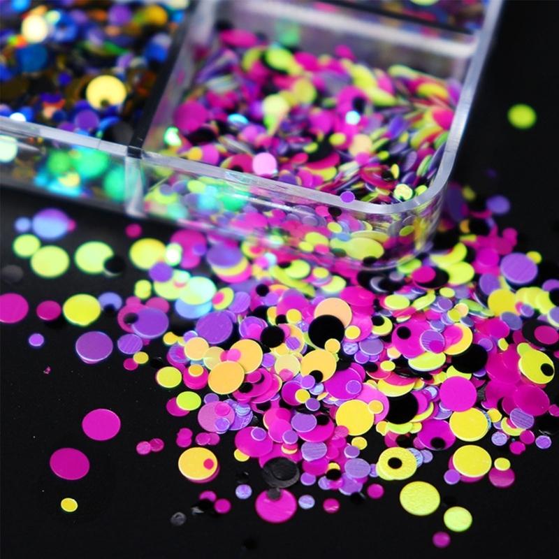 Nail Sequins,Nail Art Flake,Nail Glitter Paillette Mixed Round,3D Nail Art Stickers for Nail Decoration DIY Resin Mold