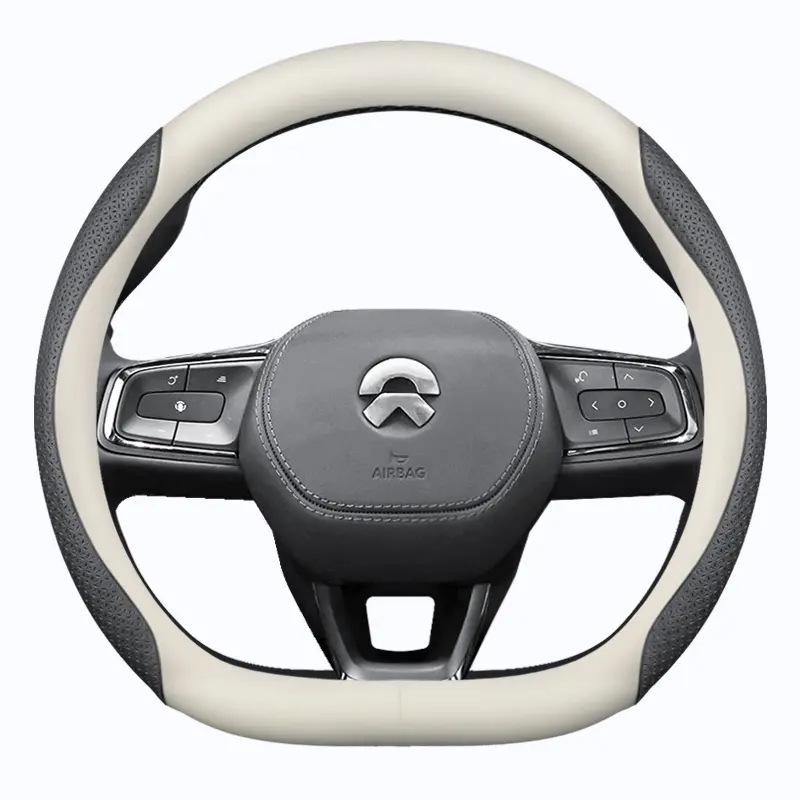 NIO ES6/ES8/EC6/ET7 Leather Steering Wheel Cover: Anti-slip, Breathable, Genuine Leather Car Interior Accessory