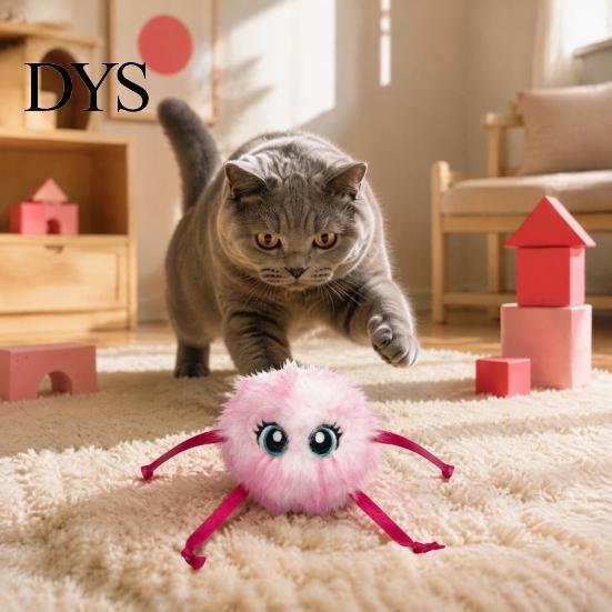 Electric Cat Ball Toy Toy, Automatic Jumping Plush Ball, Interactive Cute Rolling Toys for Indoor Cats Self with Ribbon Limbs Hunting Exercise Pets