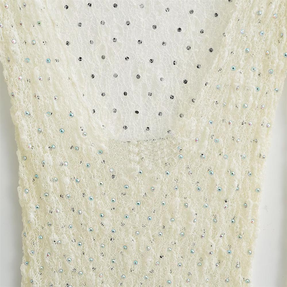 2025 Spring Women's Rhinestone Lace Long-Sleeve Slim-Fit T-Shirt