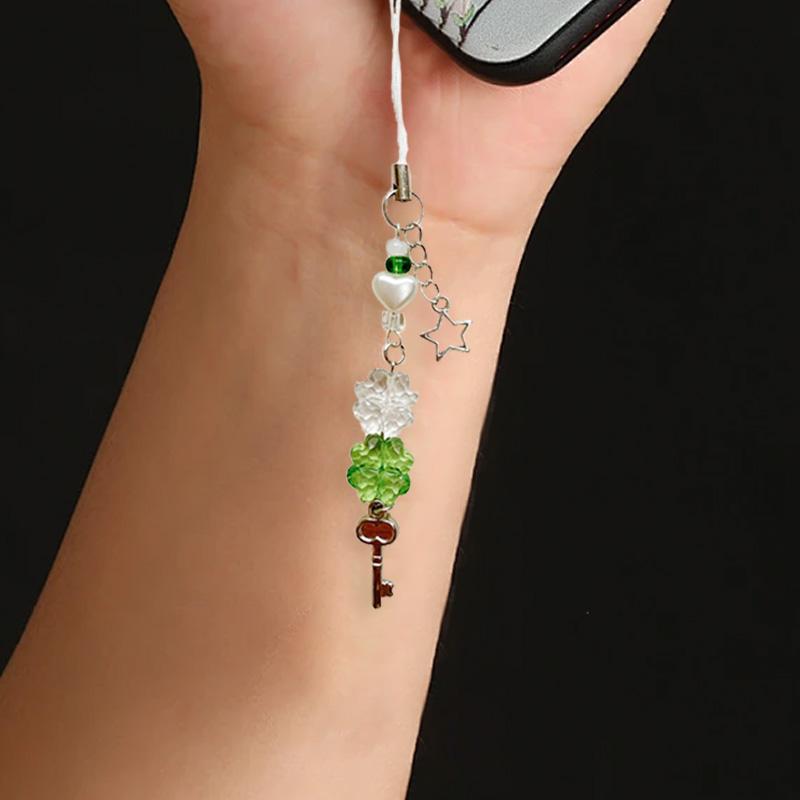 1pc Bracelet Cute Hanging Cord Lucky Flower Phone Chain Fashionable Strap Wrist Lanyard Acrylic Keychain