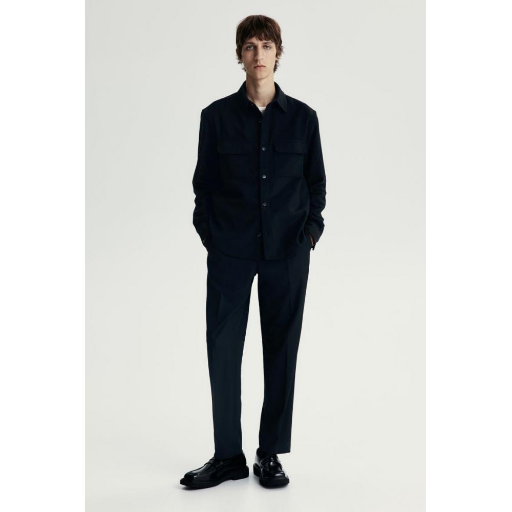 H M Regular Fit Felt oversHirt Black