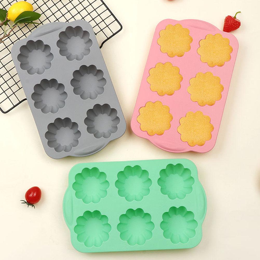 6-Cavity Silicone Flower Cake Mold Non-Stick Baking Mold for Wreath Ice Cubes,Chocolate, Mousse, Desserts – Silicone Muffin Pans