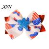 Red And Blue Hair Bows Independence Day Bow Clip for Girls, White Glitter Hairpin, Double Layer Decorative Barrettes with Sequins Star, Fashion