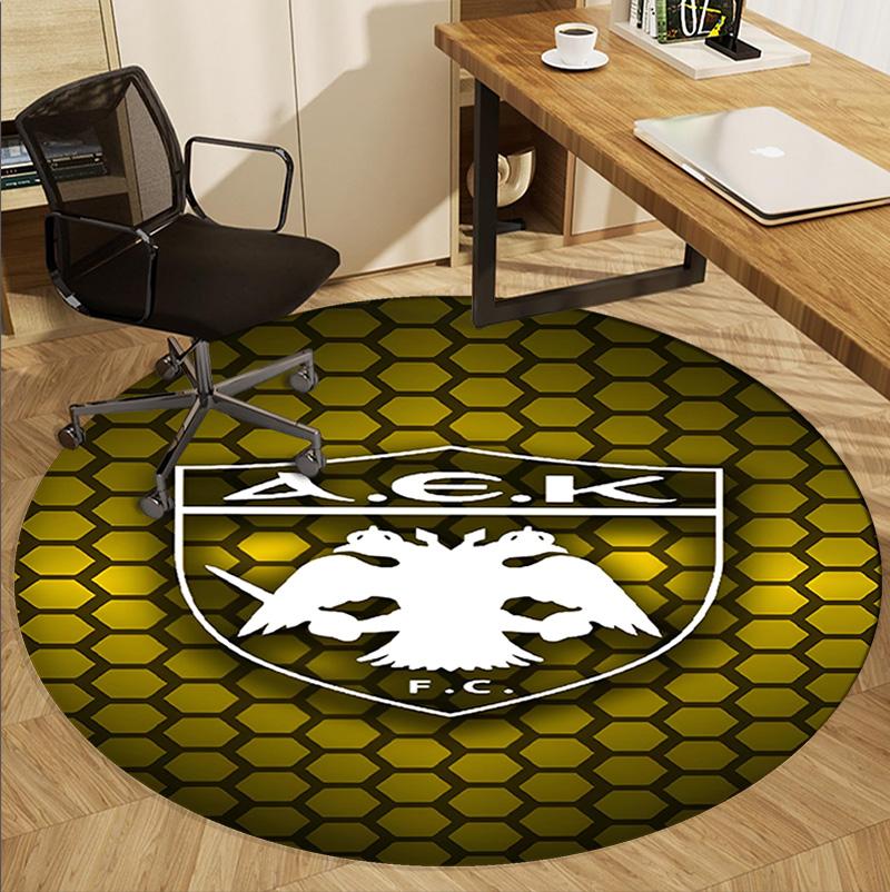 AEK Athens FC Pattern Round Rug, Indoor/Outdoor Mat, for Picnic, Gameroom, Bedroom, Office, Living Room, Home Decor Carpet, Birthday Gift