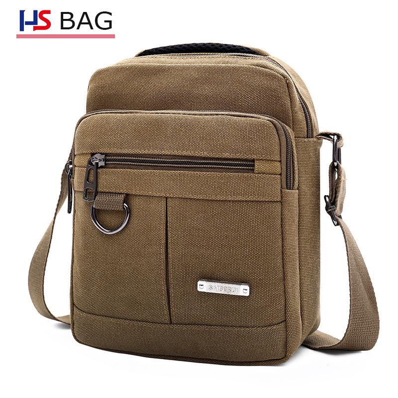 Borsa a tracolla in tela e pelle stile coreano da uomo per viaggiare