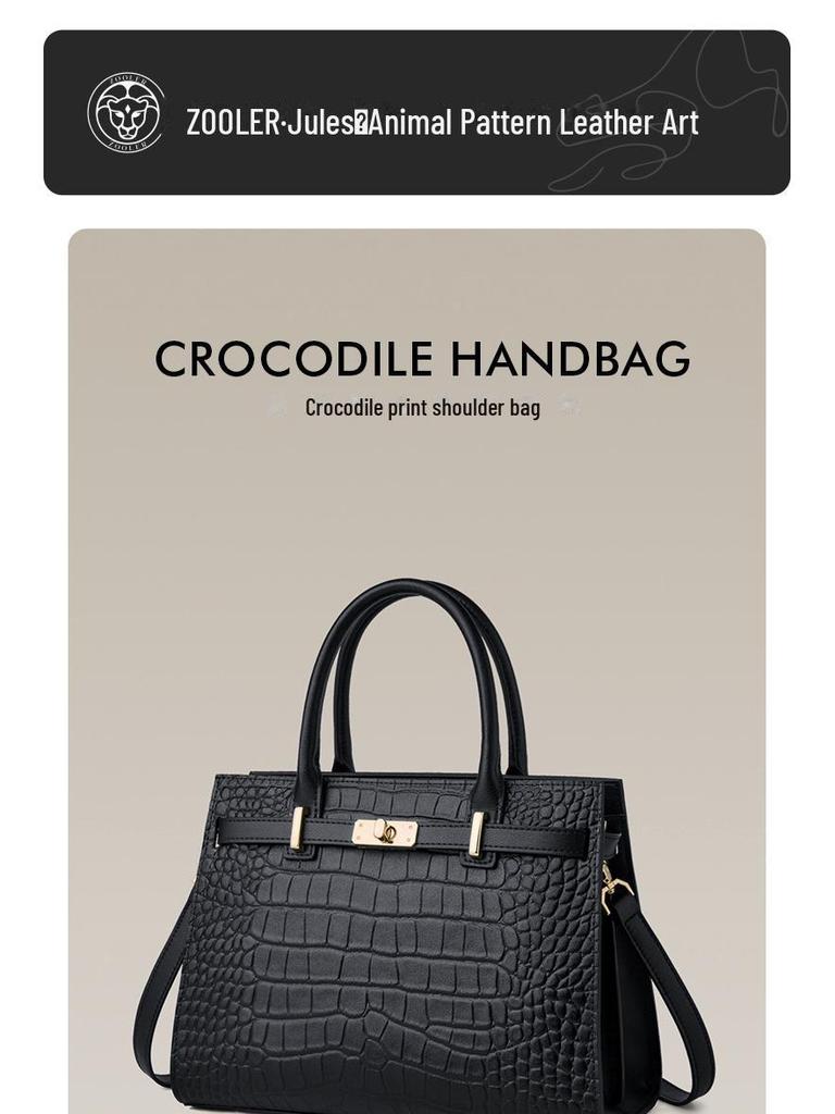 Leopard Print Genuine Leather Women's One-Shoulder Black Handbag 2025 