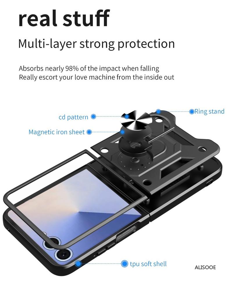Z Flip 7 Case for Samsung Galaxy Z Flip 7 Case Armor Shockproof Magnetic Ring Stand Holder Cover for Samsung Z Flip7 5G Capa