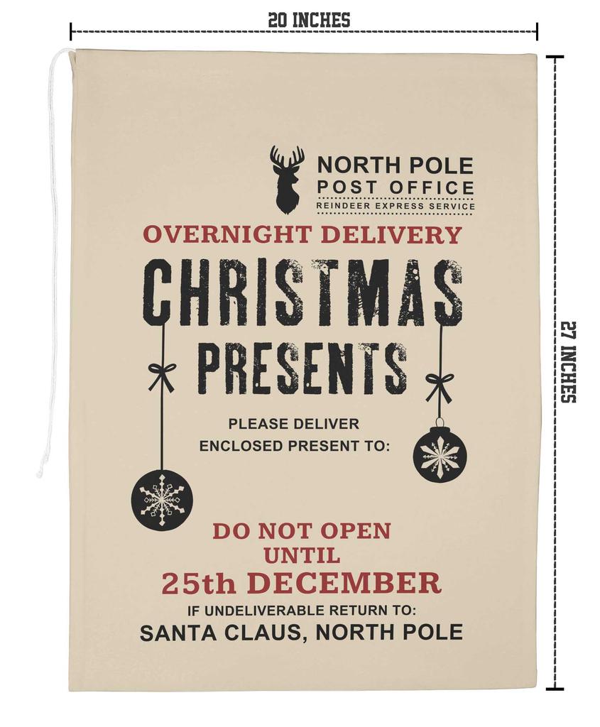 Printtoo 2 Pcs Santa Gift Sack for Kids Presents Xmas Bag Christmas Sack Personalized Bags Large 27x20 Inch