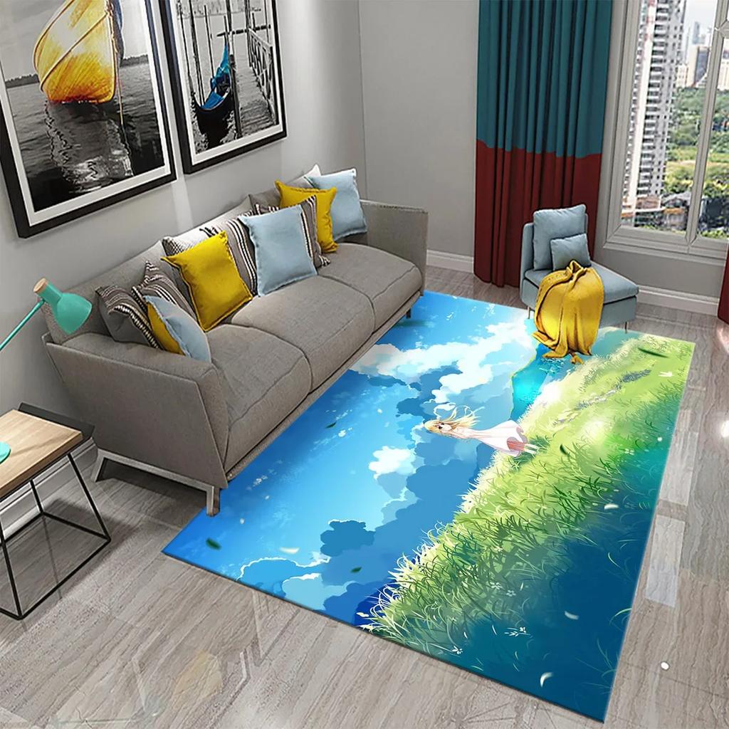 3D Roztomilý Kreslený Dívčí Koberec do Kuchyně Koupelny Vchod Protiskluzové Předložky Ložnice Obývací Pokoj Balkon Dekorace Koberce Koberce