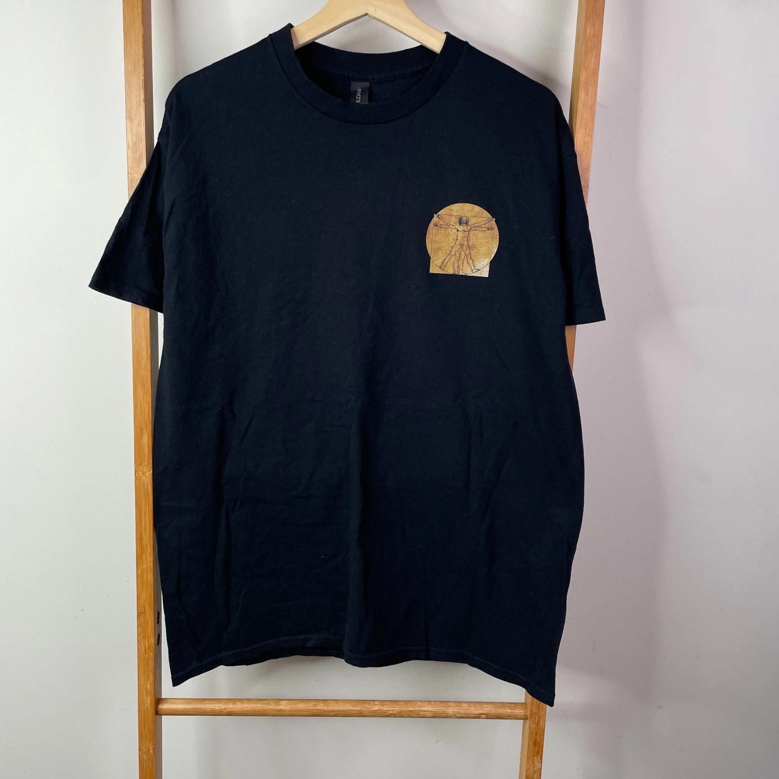 Мужская футболка Леонардо да Винчи, размер L, черная, с графическим принтом, короткий рукав, круглый вырез XL