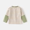 Spring and Autumn Kids Stripes Long Sleeve T-shirt Clothes Children's Clothing Baby Boy Squirrel Bottoming Shirt Boy Fake Two-Piece Tops