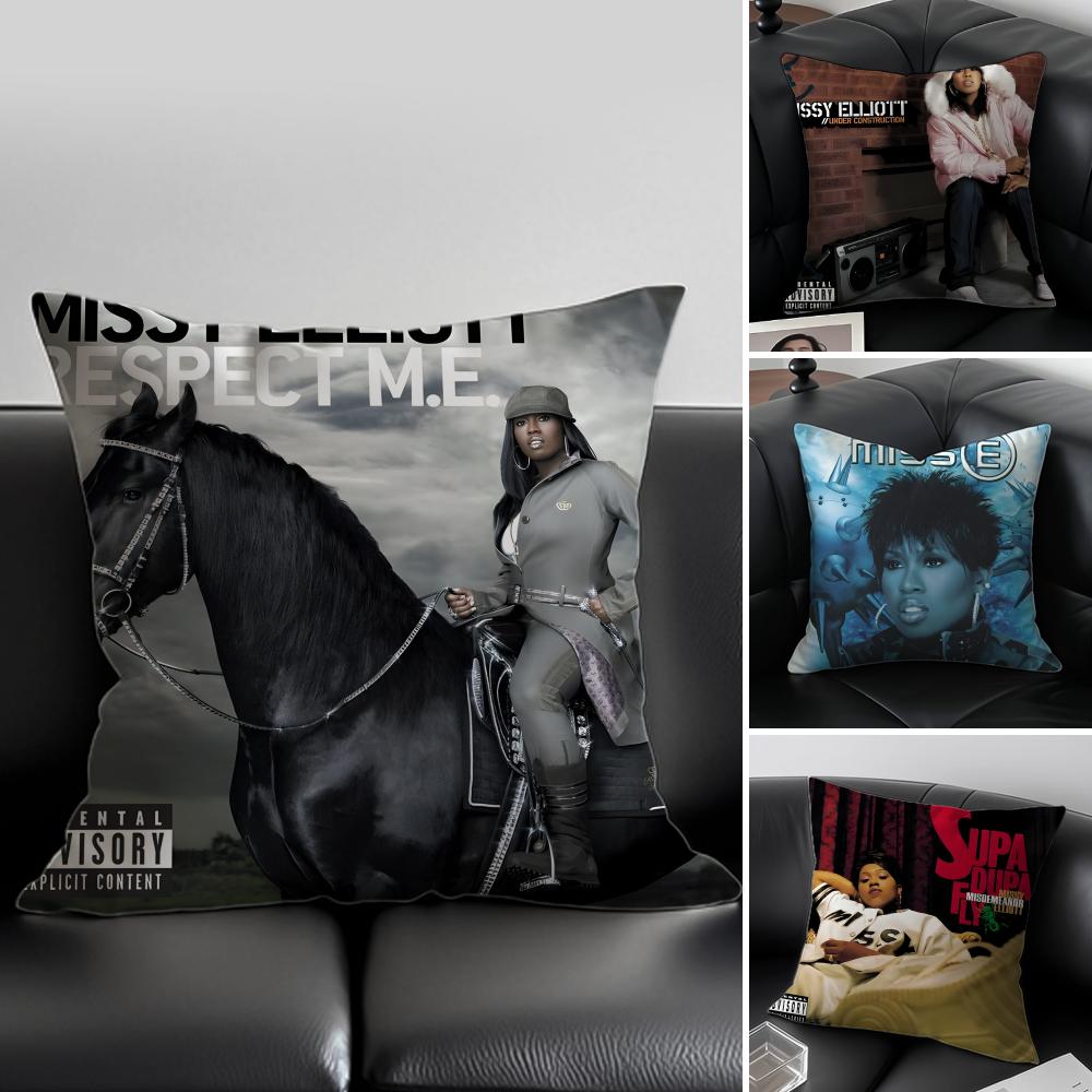 Rapper MMissy ElliottS Album Kissenbezug Kissenhülle Milbenschutz Unsichtbarer Reißverschluss seidiger Plüschkissen
