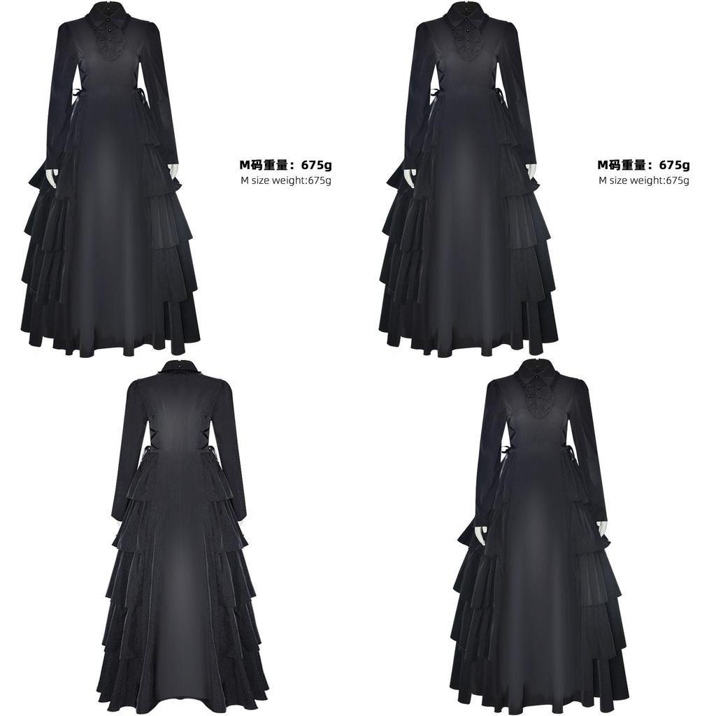Elegant Vintage Victorian Costume Halloween Cosplay Renaissance Gothic Maxi Dress