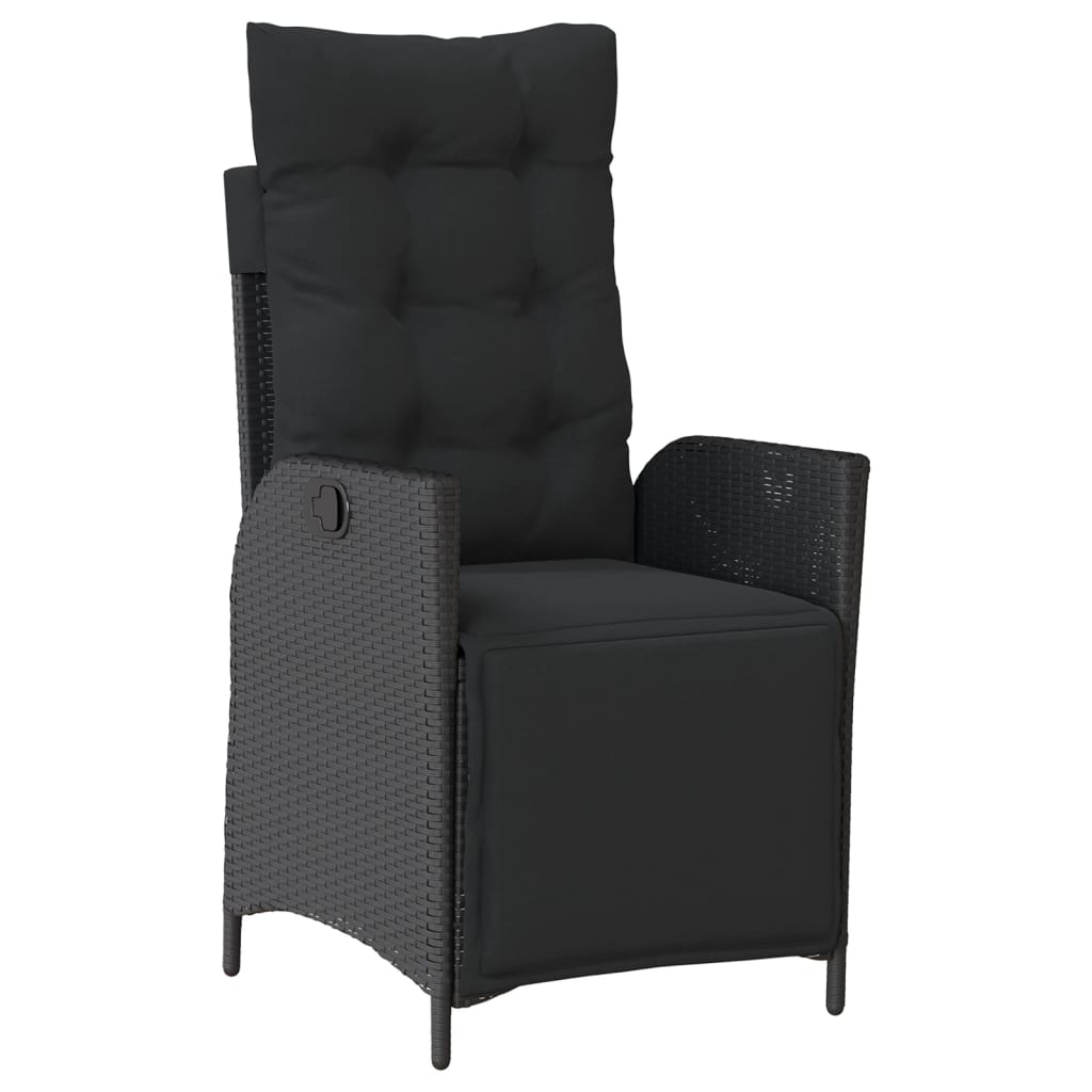 Vidaxl 7-Cz. Garden Furniture Set With Cushions, Black, Poly Rattan