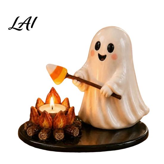 Halloween Candle Holder for Tealights Campfire Tealight Holder Mummy Ghost Scarecrow Resin Unique Sculpture Office Desk Stand Desk Fall Harvest