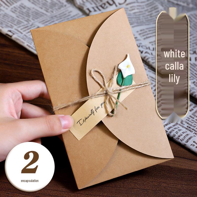 Handcrafted Retro Kraft Dried Flower Greeting Card for Birthdays & Father's Day