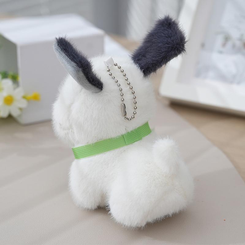 Delightful Miniature Dog Plush Toy Keychain Soft Cute Pendant For Bags And Dolls In Cream
