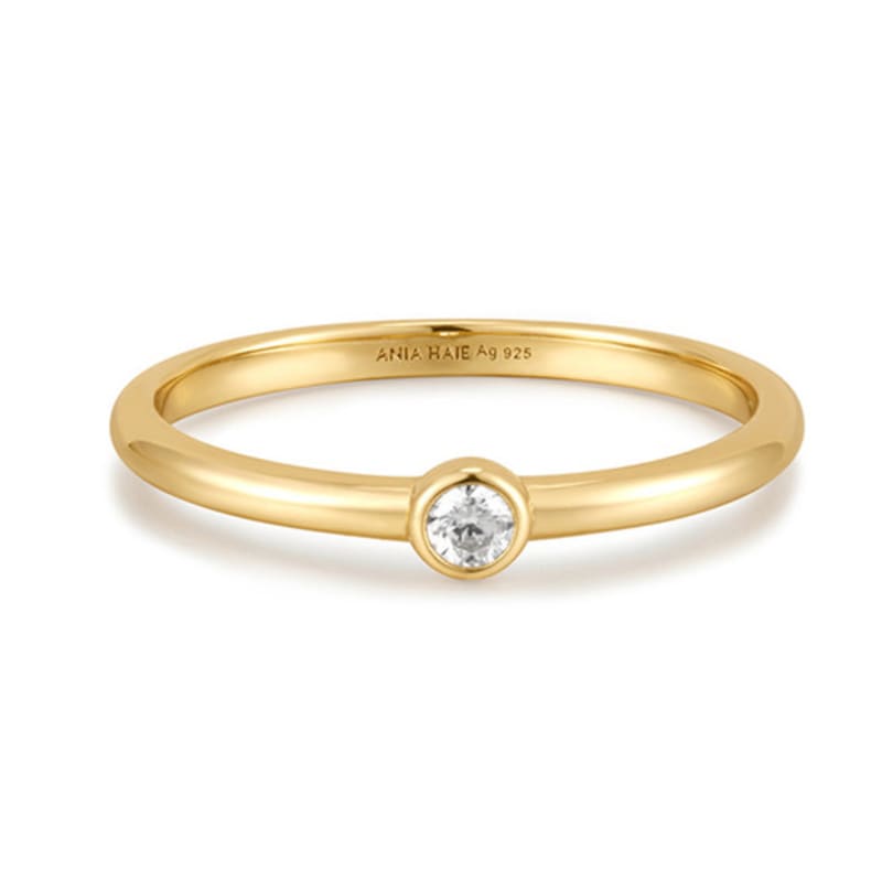 

ANIA HAIE Half Round Cubic Zirconia 925 Silver Ring R059-02G No. 18