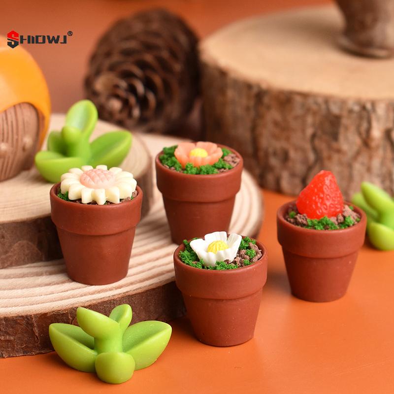 10pcs Mini Flowerpot Dollhouse Furnishing - Accessories To Enhance Doll House Decoration