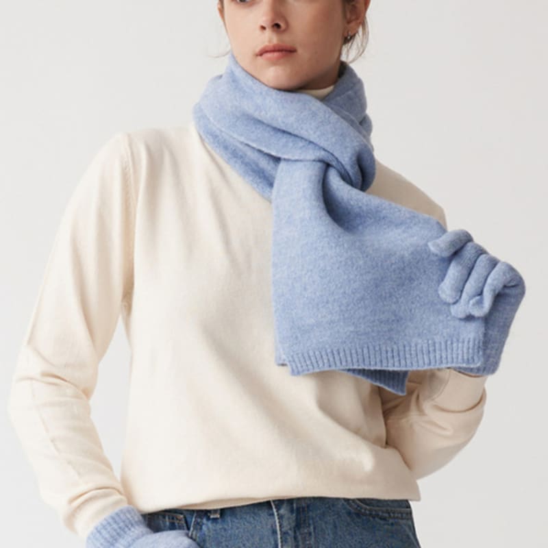 RECLOW CANDY Ensemble Moufles Écharpe BLEU CIEL