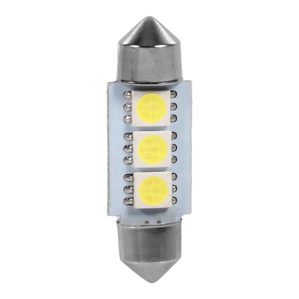10PCS 36MM 12V 3 SMD 5050 LED Festoon Dome Car Light Bulbs Interior Lamp White