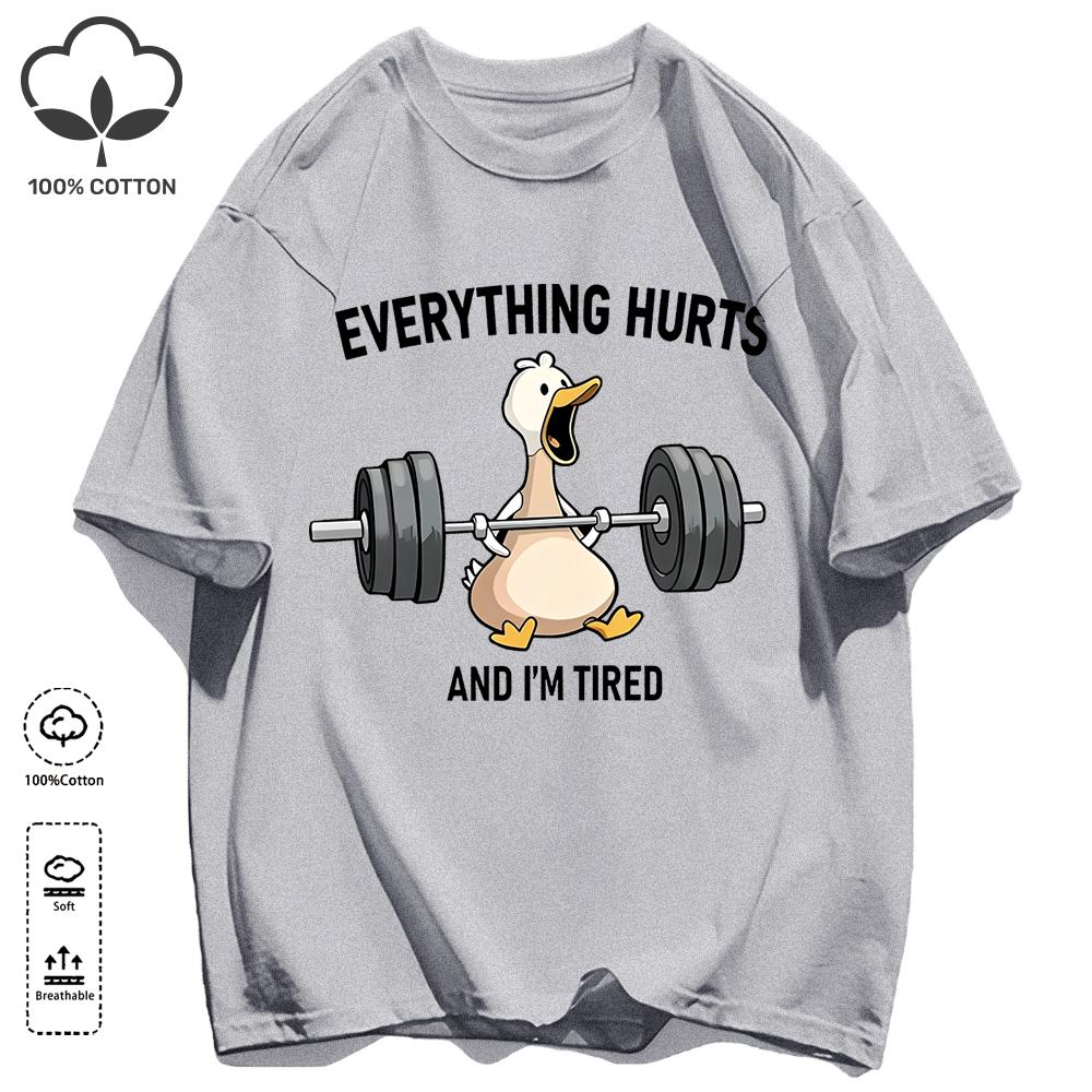 The Great Goose Striving For Fitness T-Shirt Unisex Loose Cotton Tee Trendy Summer Short Sleeve Unisex All-Match Hip Hop Clothing