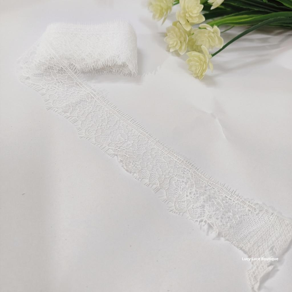 4CM Border Lace  Price 30 Meters=10 Pieces Eyelash Lace Trim Chantilly French Lace Off White, Black in Stock Free Ship