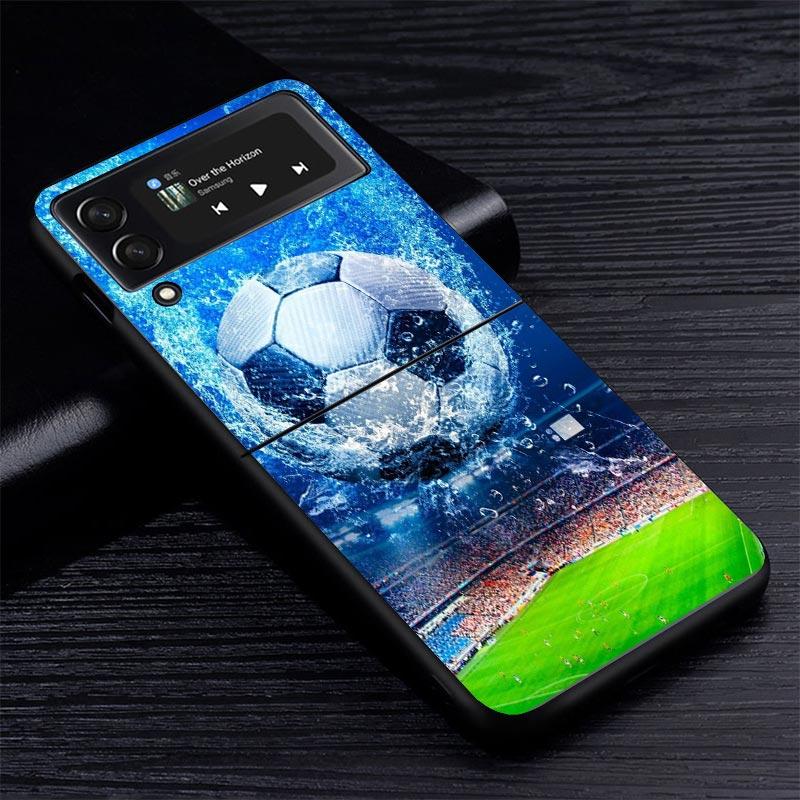 Football Soccer Ball Design Z Flip 7 Phnoe Case For Samsung Z Flip 6 5 4 3 5G Galaxy ZFlip7 ZFlip4 ZFlip5 ZFlip6 ZFlip3 Phone Co