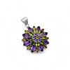 Sterling Silver Flower Pendant: Amethyst, Peridot & Citrine Gemstone