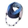 Stylish Cotton Linen Infinity Scarf with Beaded Chain Necklace – Women’s Gradient Color Scarf for Boho & Casual Fashion